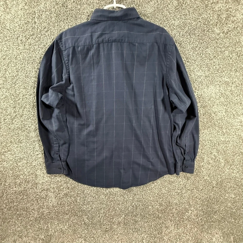 Banana Republic Mens XL Slim Fit Navy Blue Windowpane Cotton Button Down Shirt